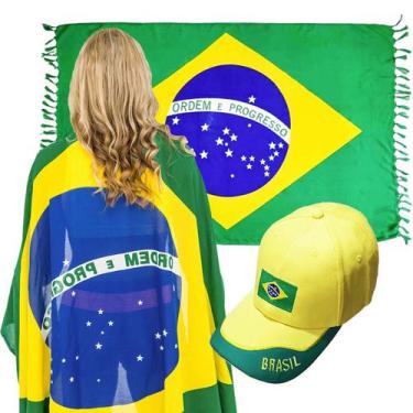 Imagem de Kit Bandeira do Brasil Copa do Mundo: Canga de Praia + Boné - A.Cat, M