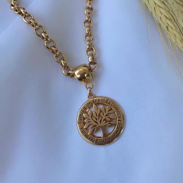 Imagem de Colar Feminino Elo Português Folheado Pingent Árvore Da Vida - Neves
