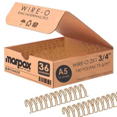 Imagem de Wire-o para Encadernação 2X1 A5 Bronze 3/4 para 140fls 36un - Marpax
