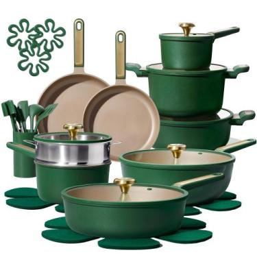 Imagem de Conjunto de Panelas CAROTE 31 Peças Antiaderente Verde para Indução
