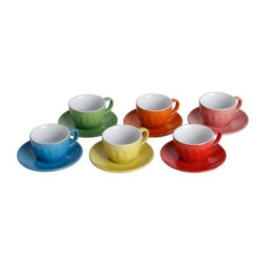 Imagem de Xícara de Café com Pires Coloridas Sortida 80ml - Lyor