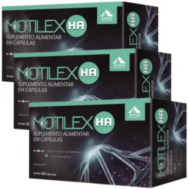 Imagem de Motilex ha kit c/3 cxs c/60 cáps cada - colágeno tipo 2 + ácido hialur