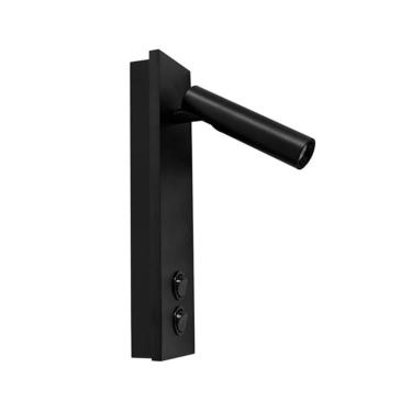 Imagem de Arandela Pegasus com Interruptor + 1 Spot LED 3000K Preto Usina Iluminação 75CM