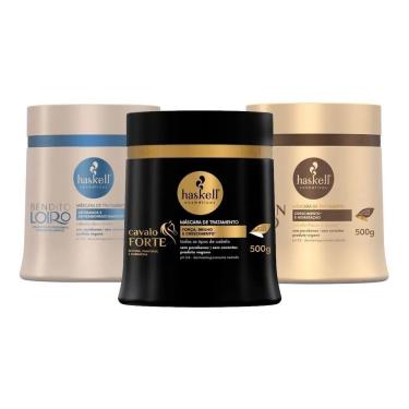 Imagem de KIT CRONOGRAMA CAPILAR MÁSCARA HASKELL 500gr  | BENDITO LOIRO | CAVALO FORTE | MANDIOCA