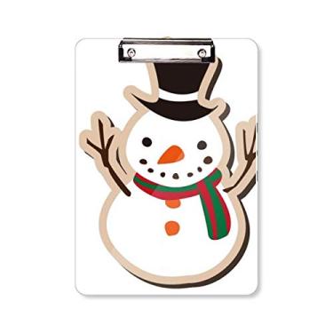 Imagem de Prancheta de Natal com desenho de boneco de neve, pasta, bloco de notas A4