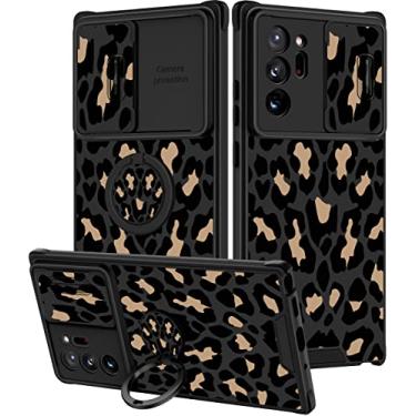 Imagem de Goocrux (2 em 1 para Samsung Galaxy Note 20 Ultra capa de leopardo feminina meninas capa de telefone feminina estampa de guepardo design animal com capa de câmera deslizante + suporte de anel lindas capas pretas para Note20 Ultra 5G 6,9 polegadas