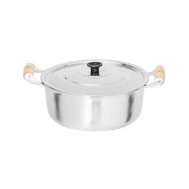 Imagem de Caçarola de alumínio fundido com alça de madeira e tampa leve