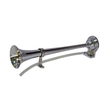 Imagem de Buzina Ar 1 Corneta Cromada 40CM Caminhão Onibus 24 Volts com Compressor - Gauss - GB1008