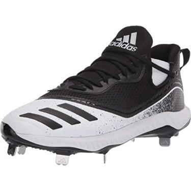 Imagem de adidas Sapato de beisebol masculino Icon V Bounce Cleats, Ftwr branco/núcleo preto/núcleo preto, 13.5