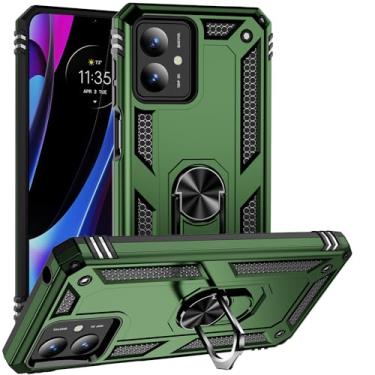 Imagem de Capa para Motorola Moto G14 6.5" Capinha com protetor tela de vidro temperado [2 Pack], Case telefone proteção militar com suporte para Moto G14 -turquesa