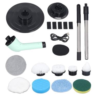 Imagem de Escova elétrica portátil, alça de extensão ajustável, limpador elétrico giratório limpador elétrico escova de limpeza de cozinha para fogão de parede, azulejo, banheira, vaso sanitário (verde)