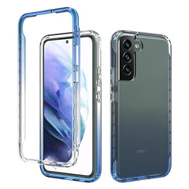 Imagem de Pzwoxukhov Capa para Samsung Galaxy S22+ SM-S906 / Galaxy S22+ 5G, alta transparência, cor gradiente, capa antiqueda com absorção de choque azul