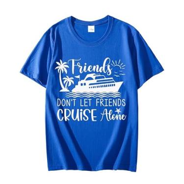 Imagem de Friends Don't Let Friends Cruise Alone camiseta feminina casual manga curta moda viagem férias camiseta top, Azul, PP
