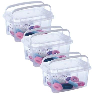 Imagem de Caixa organizadora com alça Gran Box 1,5 litros 3 unidades Plasutil ref. 8411