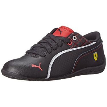 Imagem de PUMA Drift Cat 6 Ferrari JR Tênis de couro (criança pequena/criança grande), Preto/Preto/Branco, 5.5 Big Kid