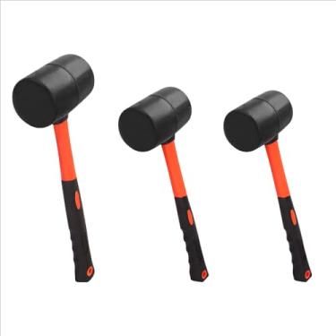 Imagem de 3 peças 27 16 martelo de borracha de 340 g, martelo de borracha, conjunto de martelo de borracha com cabo de fibra de vidro preto e amarelo, perfeito para madeira, metal, plástico, vidro e cerâmica.