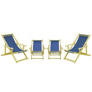 Imagem de Kit 4 Espreguiçadeiras 2 Adulto E 2 Infantil-azul