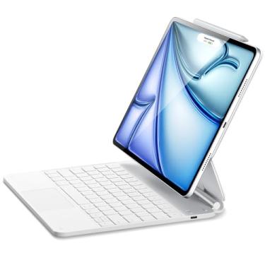 Imagem de ESR Capa de teclado para iPad Pro de 12,9 polegadas (3ª, 4ª, 5ª, 6ª Geração), suporte cantilever flutuante de fácil configuração, trackpad multi-toque de precisão, teclas retroiluminadas multicoloridas, teclado mágico, branco