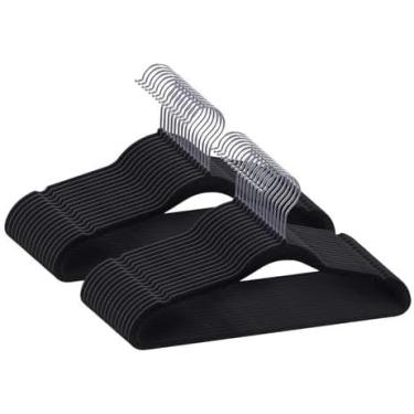 Imagem de Kit 50 Cabides de Veludo Ultra Fino Antideslizante Preto - Adulto ®MaiXpro