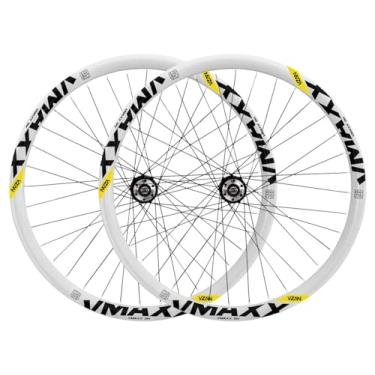 Imagem de Par de Roda Aro 26 Montada Com Raiamento completo Folha Dupla Freio a Disco com Cubos de Rosca/Roda-Livre,Branco Preto