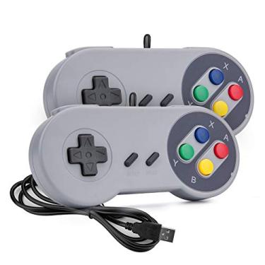 Imagem de Rii Game Controller, SNES Retro USB Controller for Retro Gaming, Super Classic Gamepad Joystick for PC, Raspberry Pi, Windows,Mac,Liunx, Android (Grey, 2 Pack)