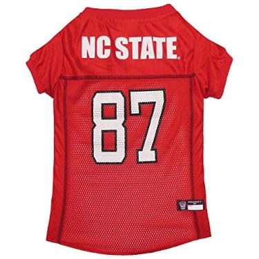 Imagem de Pets First NCAA College North Carolina State Wolfpack malha Jersey para cães e gatos, pequeno. Camisa de cachorro grande licenciada com seu time favorito de futebol/basquete universitário