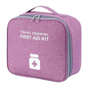 Imagem de Kokiya Bolsa de armazenamento de medicamentos portátil Organizador de medicamentos de viagem Tecido Oxford Kits de primeiros socorros vazios compactos Caixa, Purple and L