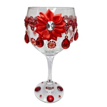 Imagem de META ATACADO, Taça Royal Cigana Vermelha Flor Vidro 365 ml