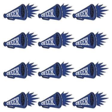 Imagem de GYGYL 12 peças Cheer Iron on Patches, Cheerleading Cheerleading Cheerleader patches bordados para jogos de time de futebol americano beisebol dia de jogo (megafone, azul)