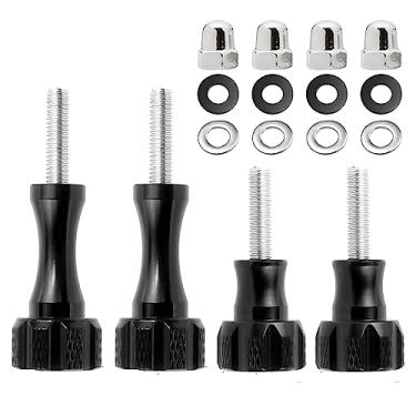 Imagem de 4 parafusos de liga de alumínio para GoPro Hero 11 10 9 8 7 6 5 4 3+, Insta360 ONE X3 X2 X RS R GO 2 e DJI Osmo Action 2 3, parafusos de montagem de câmera padrão (preto)