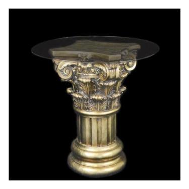 Imagem de Mesa Lateral Coluna Arte Classica Folha Ouro Entalhes - LUXdécor