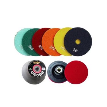 Imagem de Kit Acabamento Para Porcelanato Granito Marmore 6 Lixa 1 Suporte M14 1