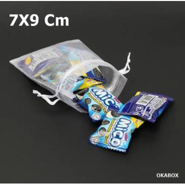 Imagem de 50 Saquinhos de tule 7x9 lembrancinha aniversário batizado - OKABOX