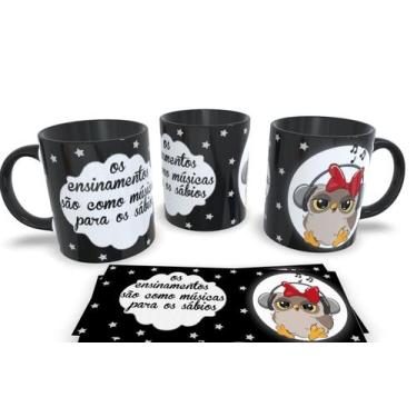 Imagem de Canecas Preta Personalizadas dia dos Professores - Estampa Sublimada, 