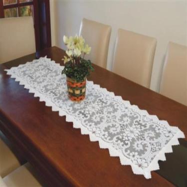 Imagem de Trilho Caminho de Mesa Renda 1,38 x 0,40m JCM, Branco
