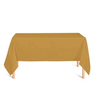 Imagem de Toalha de Mesa Retangular em Tecido Jacquard Dourado e Preto Liso Trad