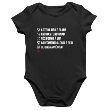 Imagem de Body Bebê Algodão Defenda a ciência! - Foca na Moda, Preto, P