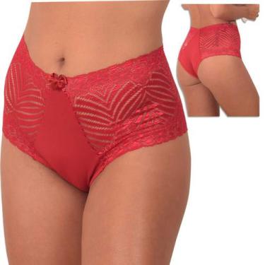 Imagem de Kit 5 Calcinha Plus Size Cintura Alta Lateral Renda Larga conforto não