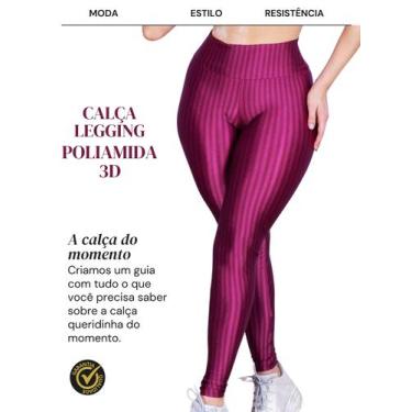 Imagem de 2 Calça Legging 3D Poliamida Básico Cintura Alta Grossa Fitness Academ