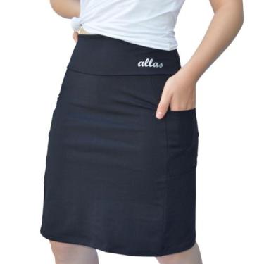 Imagem de Short Saia com Bolso Moda Fitness Evangélica Poliamida Uv50+ Alta Comp