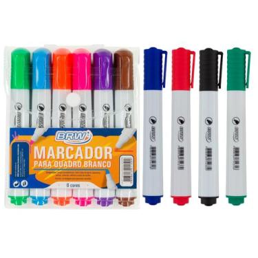 Imagem de Kit 10 Pincel Caneta P/ Quadro Lousa Branco - Cores Vivas - Papelaria 
