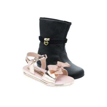 Imagem de Bota Menina Infantil e Sandália Feminina - KIT 2 PARES Tam 23 ao 34 - 