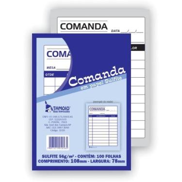 Imagem de Talão de Comanda Sulfite 100 Folhas 80X110MM Pacote com 20 - Tamoio