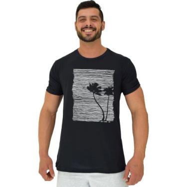 Imagem de Camiseta Tradicional Manga Curta MXD Conceito Palmeiras Tree, Preto, G