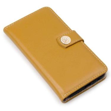Imagem de Capa carteira couro strass mostarda para samsung m14 5g m146 - CELLWAY