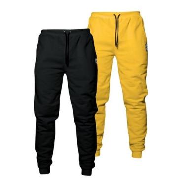 Imagem de Kit 2 Calças Moletom Feminina Cintura Alta 2 Bolsos Básico Casual - Ca