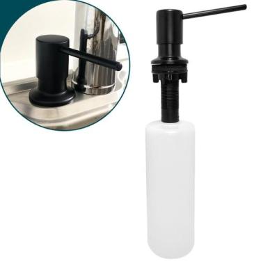 Imagem de Dispenser Preto Dosador Detergente 320ml inox 304 bico reto Bancada de