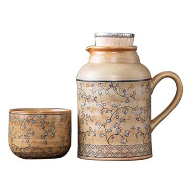 Imagem de Xícara De Chá Vintage Para Restaurante, Xícara De Chá Chinesa E Bule De Chá Com Rolha De Garrafa De Cortiça, Caneca De Cerâmica De Grande Capacidade(Style1)