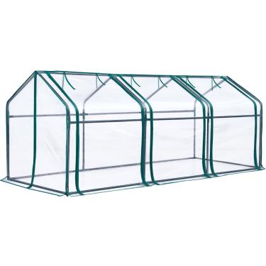 Imagem de Quictent Estufa Portátil Mini Cloche com Fundo Elevado, Alta Transmissão de Luz Reforçada Impermeável Resistente a UV Casa Quente para Interior Exterior, c/ 50 Etiquetas de Plantas em Forma de T, 241 cm x 91 cm x 91 cm (Transparente)