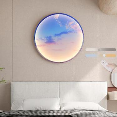 Imagem de Luminária de parede redonda com controle remoto, 3 cores, regulável, moderna, LED, iluminação noturna, para ambientes internos, montada na parede, luminária de teto, aparência, arte de pared